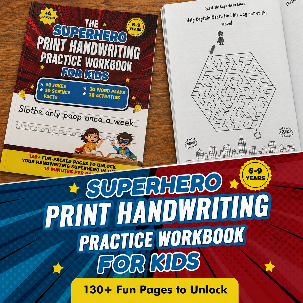 Superhero Handwriting Workbook for Kids Ages 6–9