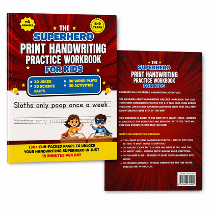 Superhero Handwriting Workbook for Kids Ages 6–9